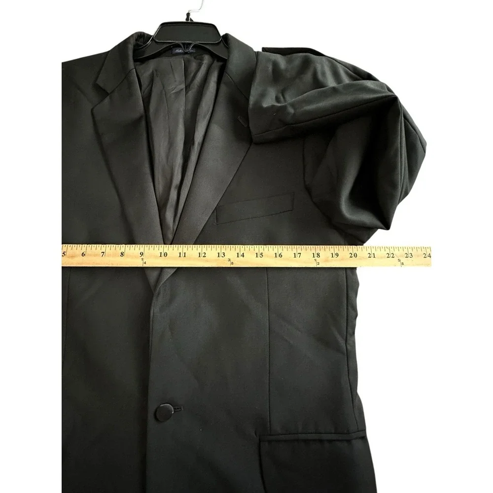 J Crew Shawl Collar Tuxedo Jacket Italian Wool 42L Long Black‎ Red Trim #HR-6